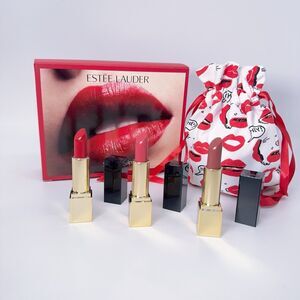 Estée Lauder Pure Color Envy Sculpting 3 Full Size Lipsticks Set Drawstring Bag